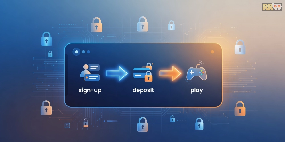 Infographic hướng dẫn từng bước đăng ký và chơi game khuyến mãi rr99 từ A đến Z