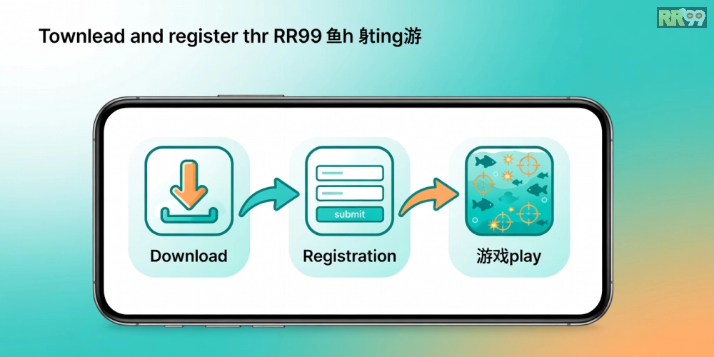 Caption hướng dẫn từng bước đăng ký và tải game bắn cá online rr99