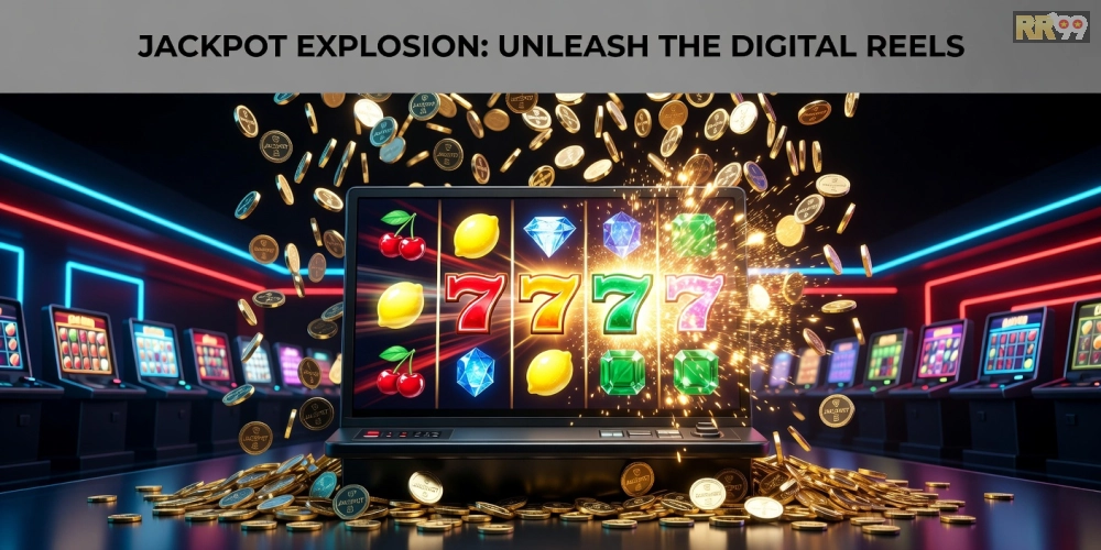 Minh họa khái niệm nổ hũ đổi thưởng rr99 với jackpot hấp dẫn và giao diện chơi hiện đại