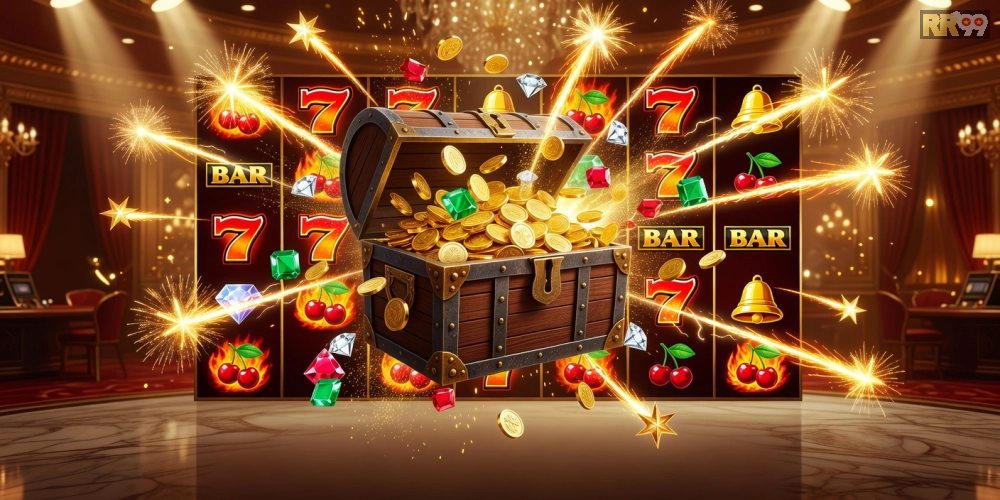 Giao diện jackpot king trong game nổ hũ rr99 với hiệu ứng nổ tung hấp dẫn