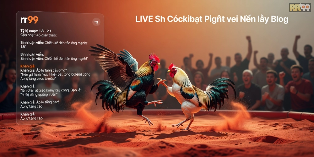 Minh họa giao diện xem đá gà trực tuyến rr99 với chất lượng HD sắc nét
